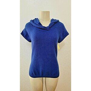 SAKS FIFTH AVENUE WOMEN'S BLUE SHORT SLEEVE CASHMERE SWEATER SIZE M  # 301